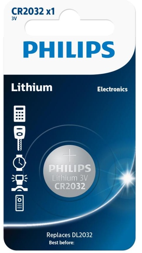 Philips CR2032 Lithium Button Battery 3V